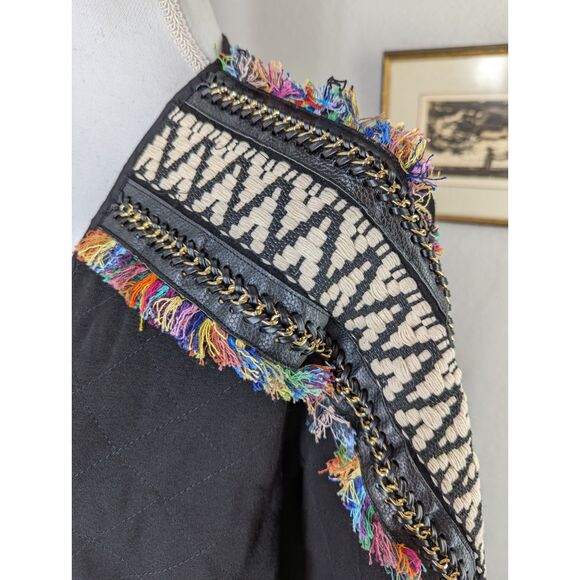 Artsy Judith March Embroidered Black Colorful Bat Wing Cardigan Womens S - Picture 5 of 10